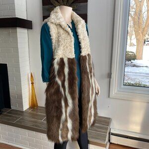 Bebe Faux Fur Over Size Shearling Look Long Vest XS